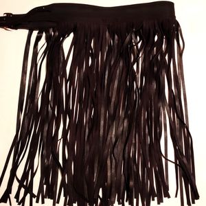 Faux leather black women belt